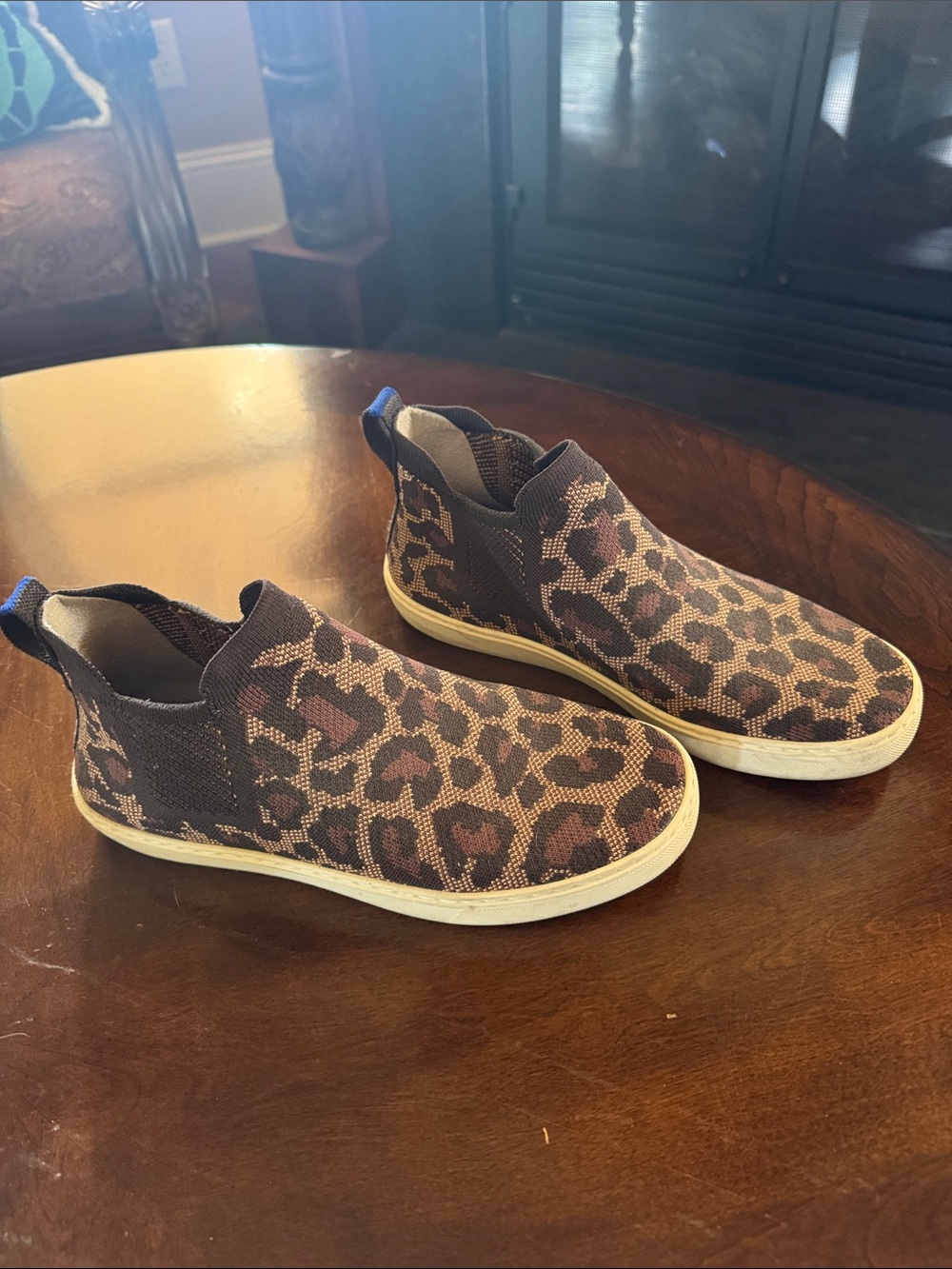 Rothy's Leopard Print Slip-On Ankle Sneakers - Brown & Black